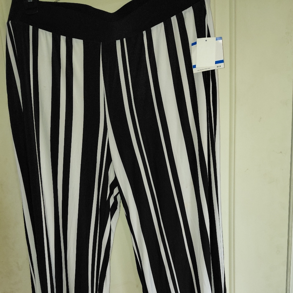 Kaycee Black and White Vertical Striped Pants Size XL
